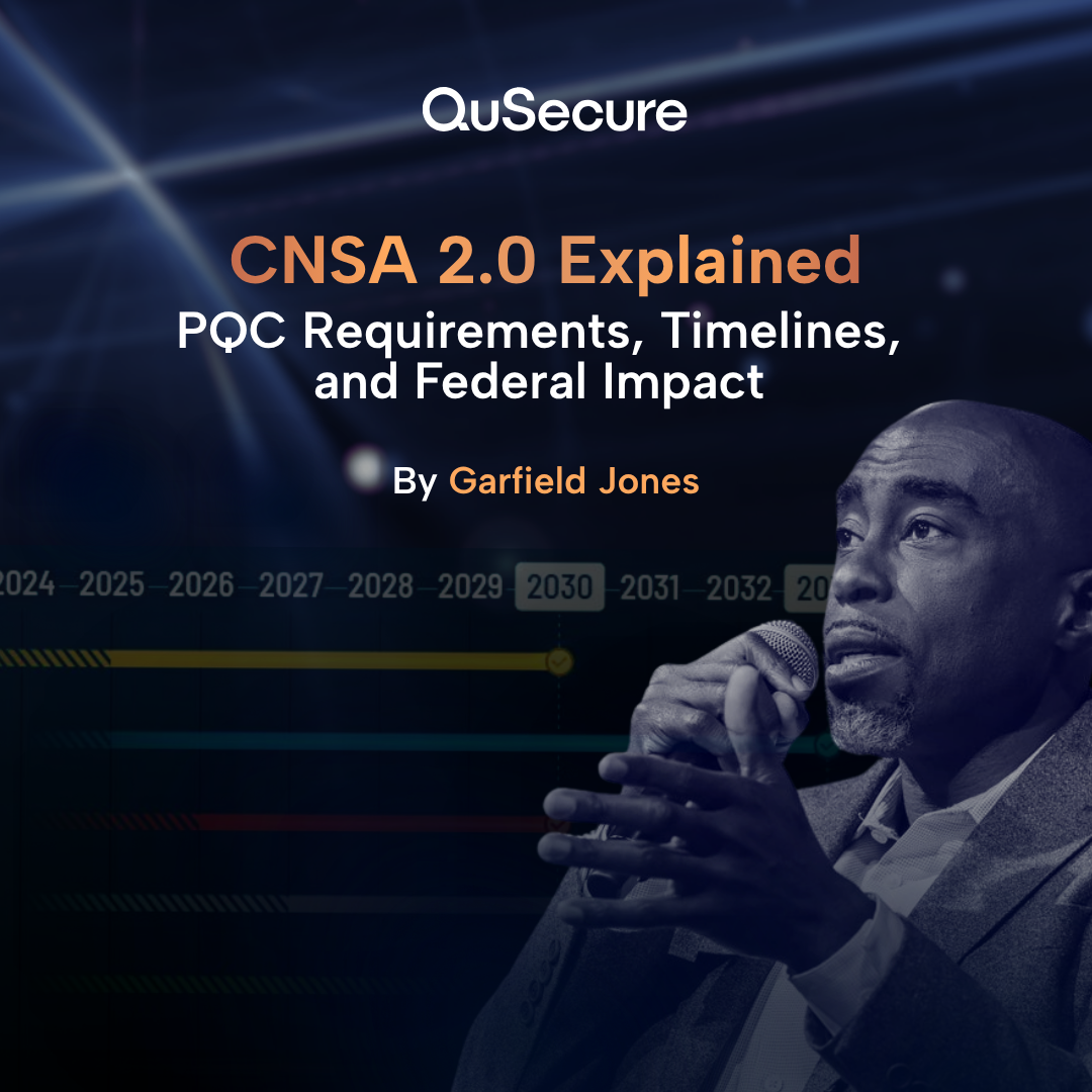 CNSA 2.0 requirements and timelines for post-quantum cryptography adoption across federal systems.
